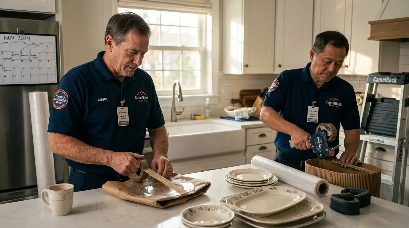 Professional crew packing kitchen dishware in Cumberland, KY